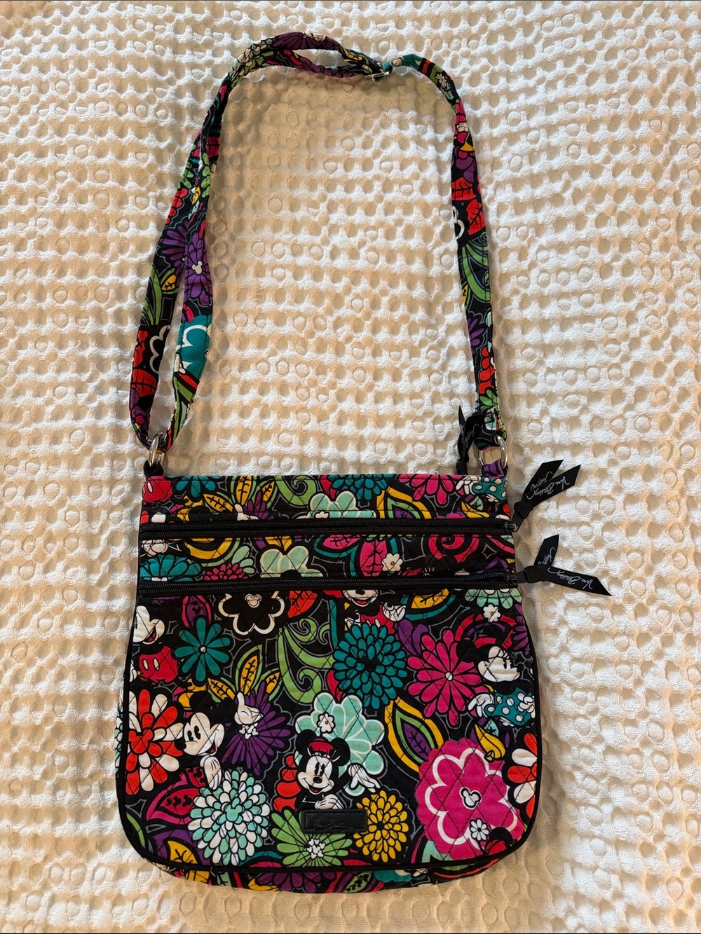 Vera Bradley Black Multi Floral Mickey Crossbody